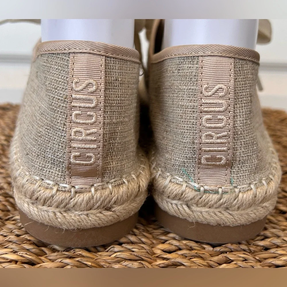 Circus by Sam Edelman Lace Up Espadrille‎ Flats Beige Size 10M